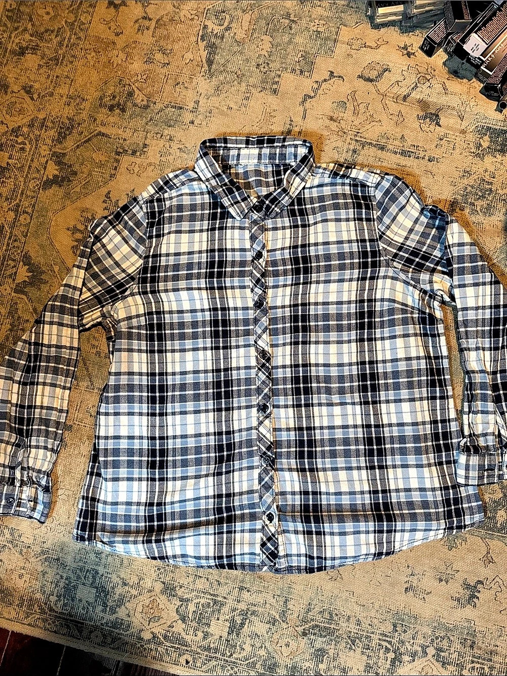 Men's Blue Plaid Button Down Shirt